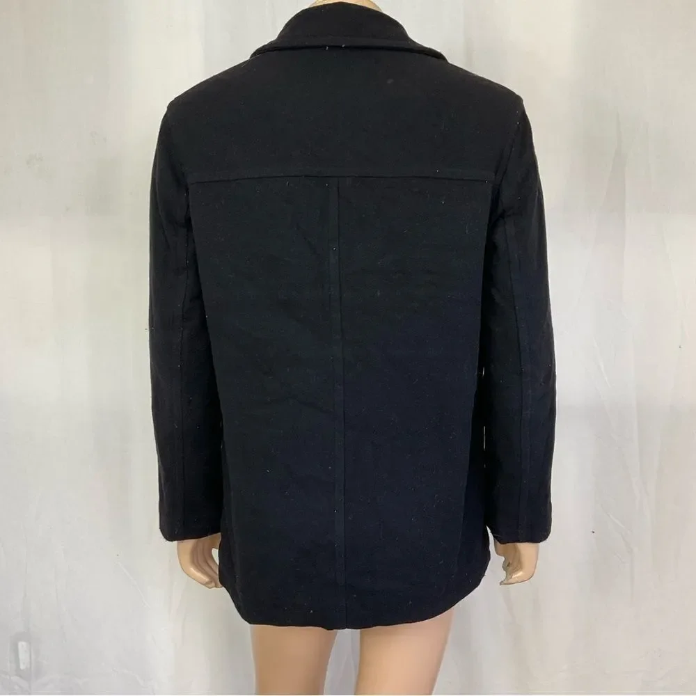 J.Crew Black Stretch Wool Felt Collared Button Up Blazer Jacket 50567 Size Small